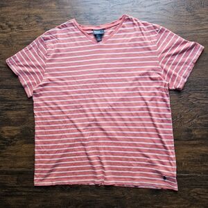 Polo Ralph Lauren Classic Striped V-Neck T-shirt Size XL Pink Classiccore